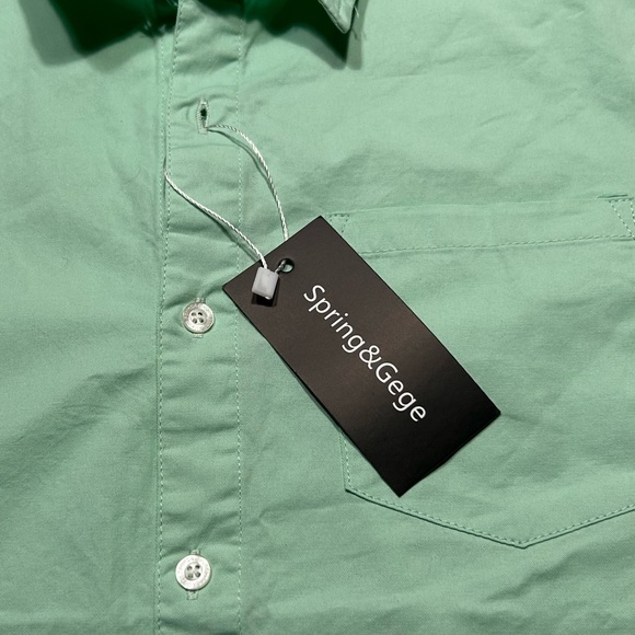 Spring&Gege Boys' Short Sleeve Dress Shirts mint color - Picture 7 of 9